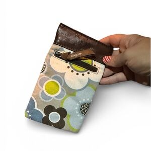 Floral Patterned Pouch with Brown Accents Thirty one glasses 31 storage bag